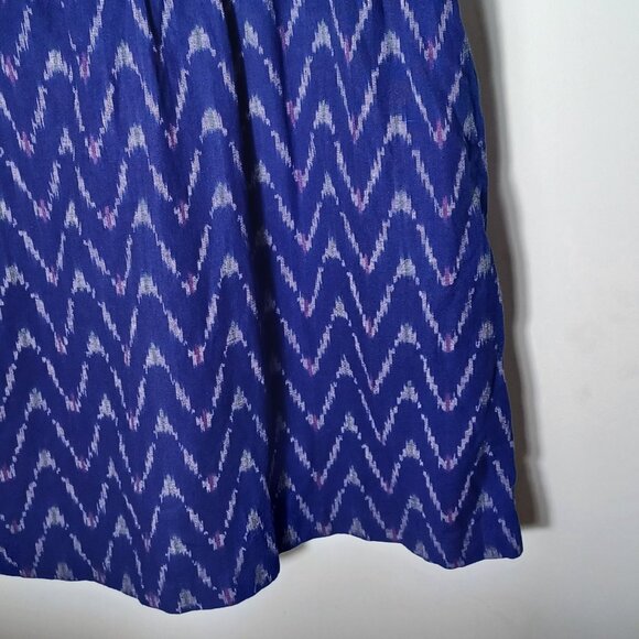 Gap Fit & Flare Dress Womens Medium Blue Chevron Western Sundress Cowgirl - Picture 4 of 9